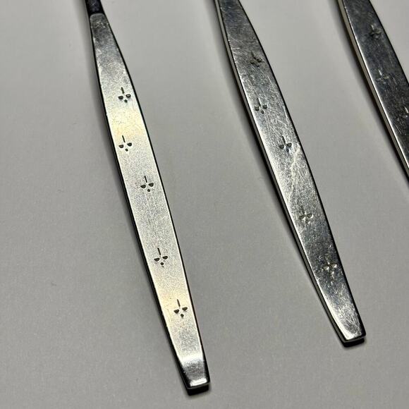 Oneida Community CELEBRITY Stainless 4 Iced Tea Spoons MCM w/ White Stars - Picture 3 of 11